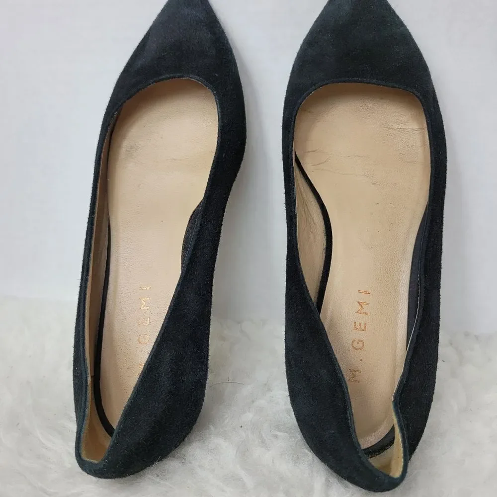 M. Gemi Black Suede Pointed Toe Flats  Ballet Womens Shoes Size 6.5 US 37 EUR